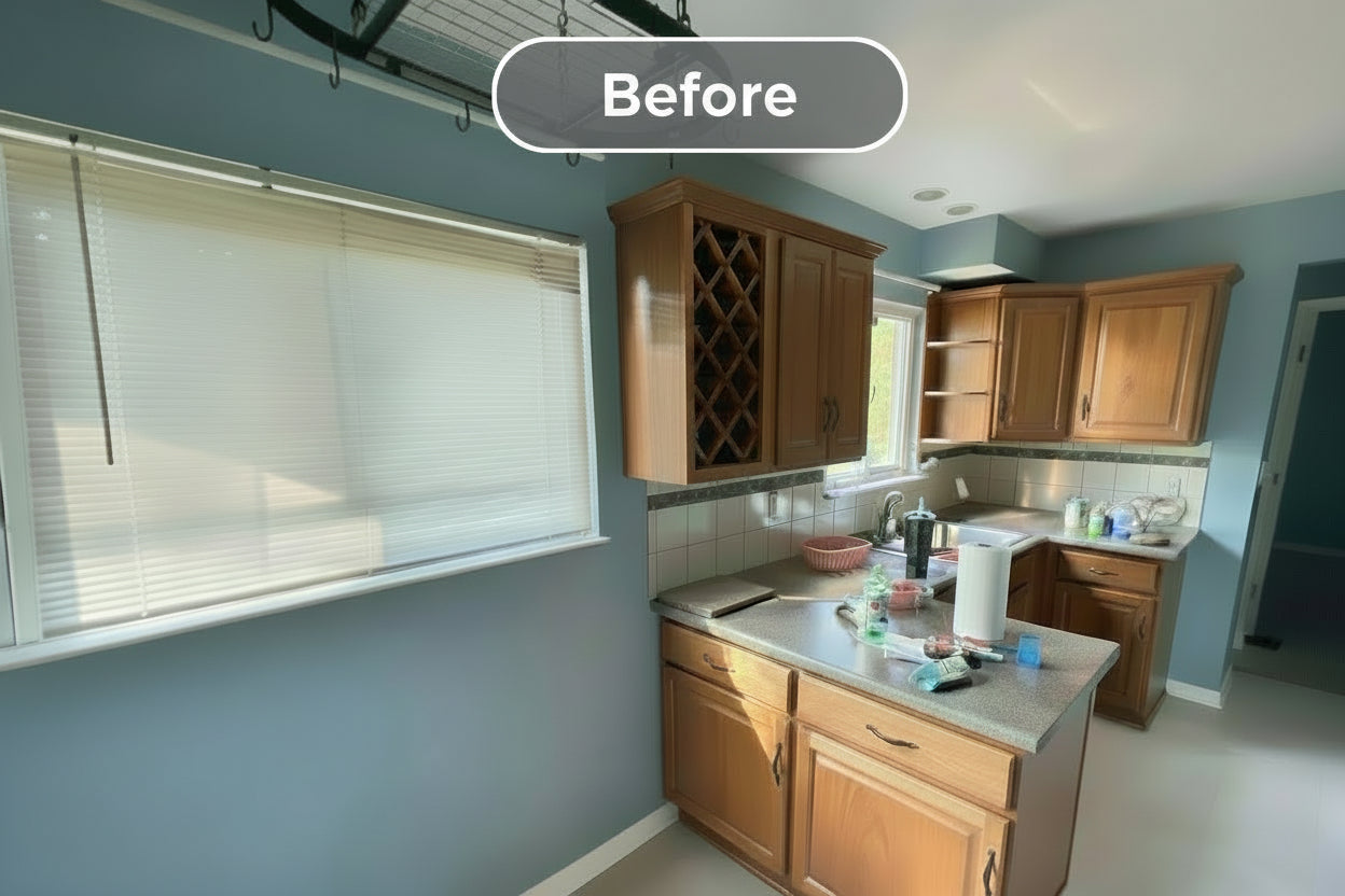 Modern kitchen with wooden cabinets and stainless steel appliances.